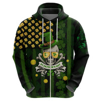 St Patrick's Day Skull Zip Hoodie American Flag Shamrock - Wonder Print Shop