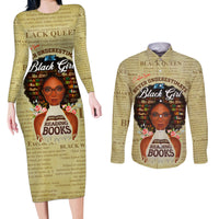 Personalized Black Girl African Couples Matching Long Sleeve Bodycon Dress and Long Sleeve Button Shirt Never Underestimate A Book Lover - Wonder Print Shop