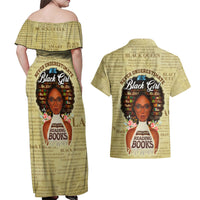 Personalized Black Girl African Couples Matching Off Shoulder Maxi Dress and Hawaiian Shirt Never Underestimate A Book Lover - Wonder Print Shop
