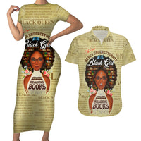 Personalized Black Girl African Couples Matching Short Sleeve Bodycon Dress and Hawaiian Shirt Never Underestimate A Book Lover - Wonder Print Shop