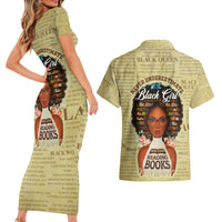 Personalized Black Girl African Couples Matching Short Sleeve Bodycon Dress and Hawaiian Shirt Never Underestimate A Book Lover - Wonder Print Shop