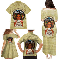 Personalized Black Girl African Family Matching Puletasi and Hawaiian Shirt Never Underestimate A Book Lover - Wonder Print Shop