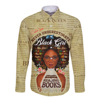 Personalized Black Girl African Long Sleeve Button Shirt Never Underestimate A Book Lover - Wonder Print Shop