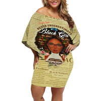 Personalized Black Girl African Off Shoulder Short Dress Never Underestimate A Book Lover - Wonder Print Shop