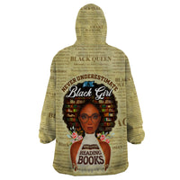Personalized Black Girl African Wearable Blanket Hoodie Never Underestimate A Book Lover - Wonder Print Shop