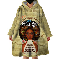 Personalized Black Girl African Wearable Blanket Hoodie Never Underestimate A Book Lover - Wonder Print Shop