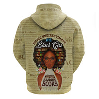Personalized Black Girl African Zip Hoodie Never Underestimate A Book Lover - Wonder Print Shop