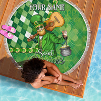 Personalized Happy St Patrick's Day Beach Blanket Irish Leprechaun - Wonder Print Shop