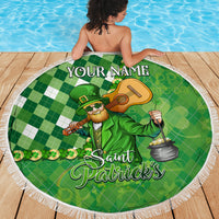 Personalized Happy St Patrick's Day Beach Blanket Irish Leprechaun - Wonder Print Shop