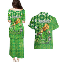 Personalized Happy St Patrick's Day Couples Matching Puletasi and Hawaiian Shirt Irish Leprechaun - Wonder Print Shop