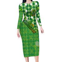 Personalized Happy St Patrick's Day Long Sleeve Bodycon Dress Irish Leprechaun - Wonder Print Shop