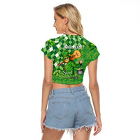 Personalized Happy St Patrick's Day Raglan Cropped T Shirt Irish Leprechaun - Wonder Print Shop