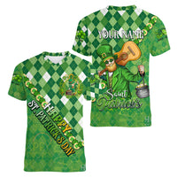 Personalized Happy St Patrick's Day Women V Neck T Shirt Irish Leprechaun - Wonder Print Shop