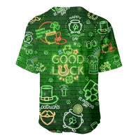 Ireland St Patrick's Day Baseball Jersey Symbols Neon - Wonder Print Shop