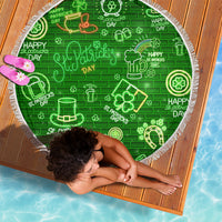 Ireland St Patrick's Day Beach Blanket Symbols Neon - Wonder Print Shop