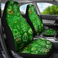 Ireland St Patrick's Day Car Seat Cover Symbols Neon - Wonder Print Shop