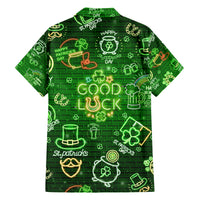 Ireland St Patrick's Day Family Matching Long Sleeve Bodycon Dress and Hawaiian Shirt Symbols Neon - Wonder Print Shop