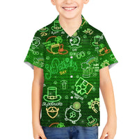 Ireland St Patrick's Day Family Matching Off The Shoulder Long Sleeve Dress and Hawaiian Shirt Symbols Neon - Wonder Print Shop