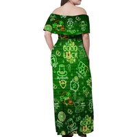 Ireland St Patrick's Day Family Matching Off Shoulder Maxi Dress and Hawaiian Shirt Symbols Neon - Wonder Print Shop