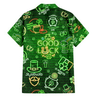Ireland St Patrick's Day Family Matching Short Sleeve Bodycon Dress and Hawaiian Shirt Symbols Neon - Wonder Print Shop