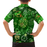 Ireland St Patrick's Day Family Matching Summer Maxi Dress and Hawaiian Shirt Symbols Neon - Wonder Print Shop