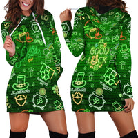 Ireland St Patrick's Day Hoodie Dress Symbols Neon - Wonder Print Shop