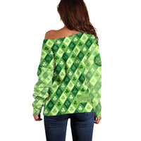 Irish St Patrick's Day Off Shoulder Sweater Simple Style - Wonder Print Shop