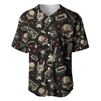 Rock And Roll Skull Pattern Design Baseball Jersey - Wonder Print Shop