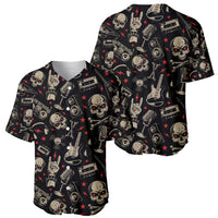 Rock And Roll Skull Pattern Design Baseball Jersey - Wonder Print Shop