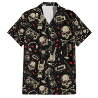 Rock And Roll Skull Pattern Design Family Matching Off Shoulder Maxi Dress and Hawaiian Shirt - Wonder Print Shop
