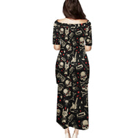 Rock And Roll Skull Pattern Design Family Matching Puletasi Dress and Hawaiian Shirt - Wonder Print Shop