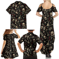 Rock And Roll Skull Pattern Design Family Matching Summer Maxi Dress and Hawaiian Shirt - Wonder Print Shop