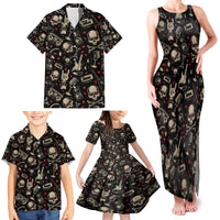 Rock And Roll Skull Pattern Design Family Matching Tank Maxi Dress and Hawaiian Shirt - Wonder Print Shop