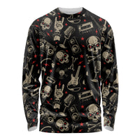 Rock And Roll Skull Pattern Design Long Sleeve Shirt - Wonder Print Shop