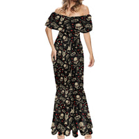 Rock And Roll Skull Pattern Design Mermaid Dress - Wonder Print Shop