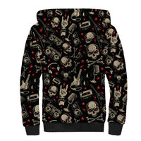 Rock And Roll Skull Pattern Design Sherpa Hoodie - Wonder Print Shop