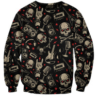 Rock And Roll Skull Pattern Design Sweatshirt - Wonder Print Shop