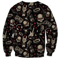 Rock And Roll Skull Pattern Design Sweatshirt - Wonder Print Shop