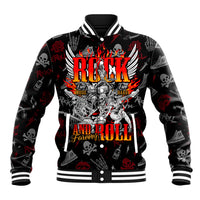 Rock And Roll Skull Forever Baseball Jacket - Wonder Print Shop