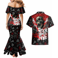 Rock And Roll Skull Forever Couples Matching Mermaid Dress and Hawaiian Shirt - Wonder Print Shop