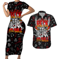 Rock And Roll Skull Forever Couples Matching Short Sleeve Bodycon Dress and Hawaiian Shirt - Wonder Print Shop