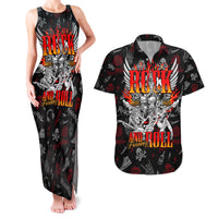 Rock And Roll Skull Forever Couples Matching Tank Maxi Dress and Hawaiian Shirt - Wonder Print Shop