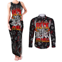 Rock And Roll Skull Forever Couples Matching Tank Maxi Dress and Long Sleeve Button Shirts - Wonder Print Shop