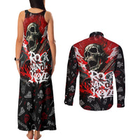 Rock And Roll Skull Forever Couples Matching Tank Maxi Dress and Long Sleeve Button Shirts - Wonder Print Shop