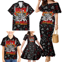 Rock And Roll Skull Forever Family Matching Mermaid Dress and Hawaiian Shirt - Wonder Print Shop