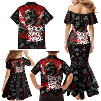 Rock And Roll Skull Forever Family Matching Mermaid Dress and Hawaiian Shirt - Wonder Print Shop