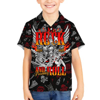 Rock And Roll Skull Forever Family Matching Off Shoulder Long Sleeve Dress and Hawaiian Shirt - Wonder Print Shop