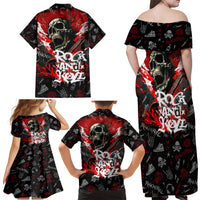 Rock And Roll Skull Forever Family Matching Off Shoulder Maxi Dress and Hawaiian Shirt - Wonder Print Shop
