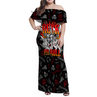 Rock And Roll Skull Forever Family Matching Off Shoulder Maxi Dress and Hawaiian Shirt - Wonder Print Shop