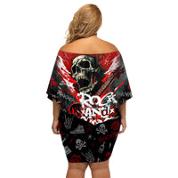 Rock And Roll Skull Forever Family Matching Off Shoulder Short Dress and Hawaiian Shirt - Wonder Print Shop